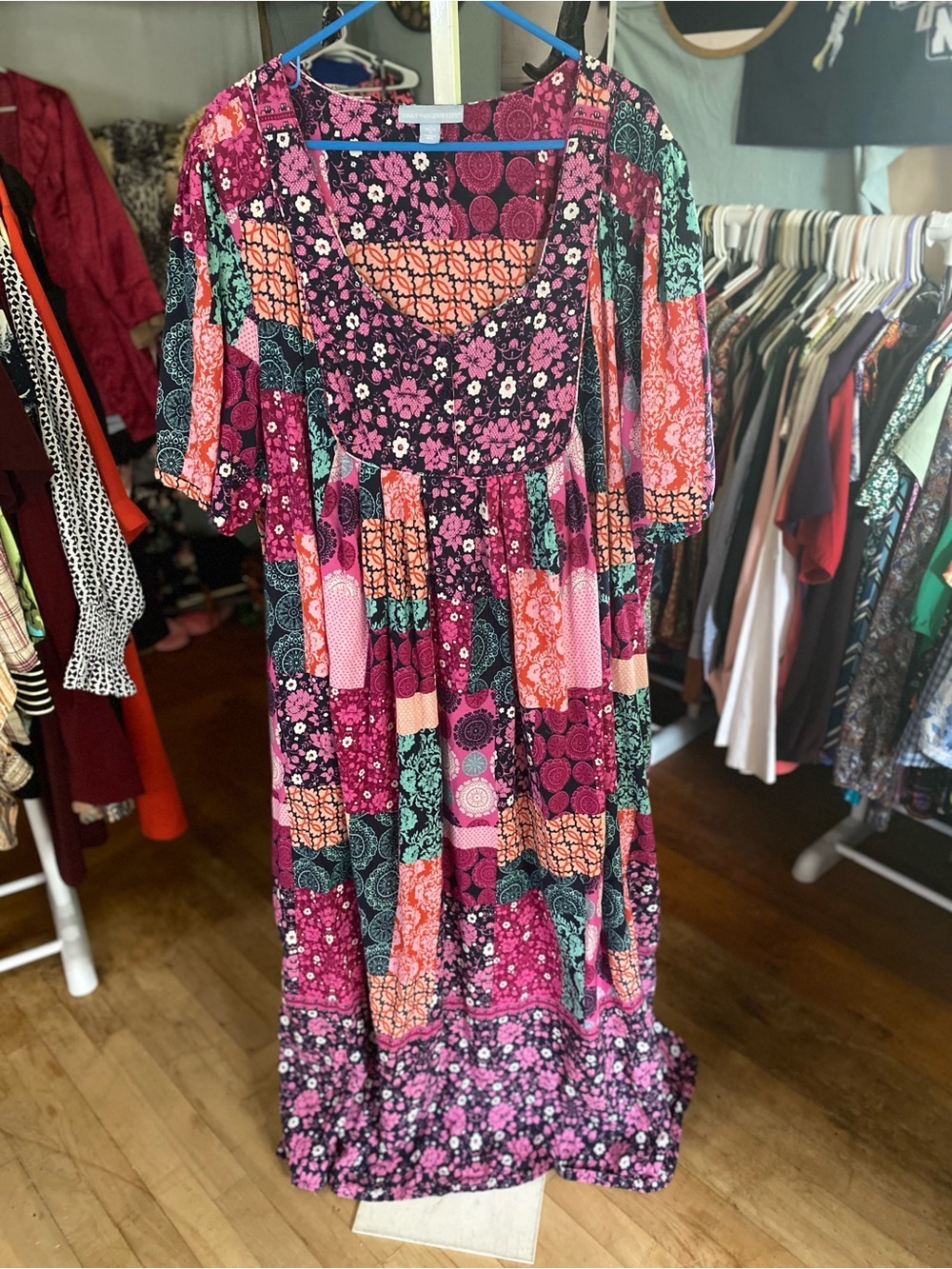 Only Necessities Pink Multi Patchwork Floral Maxi Dress